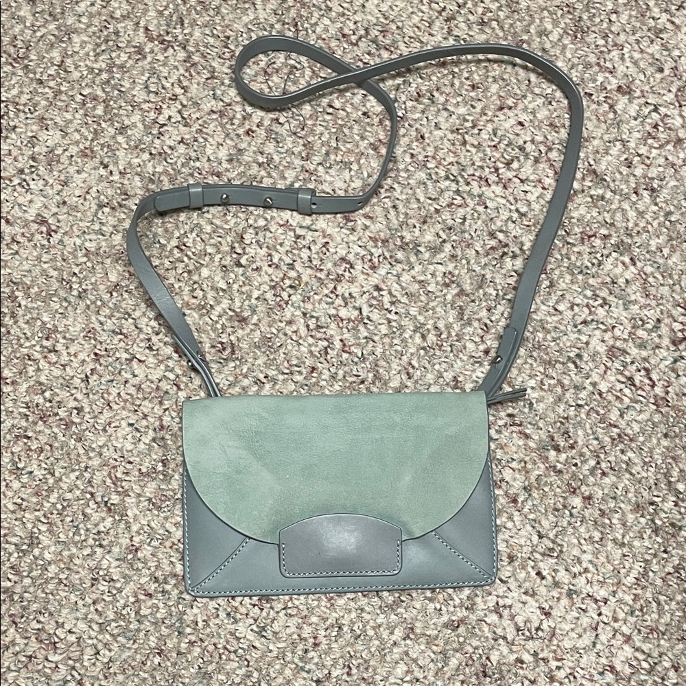 Skagen Gray leather/suede Women's wallet/clutch/Bag with removable strap